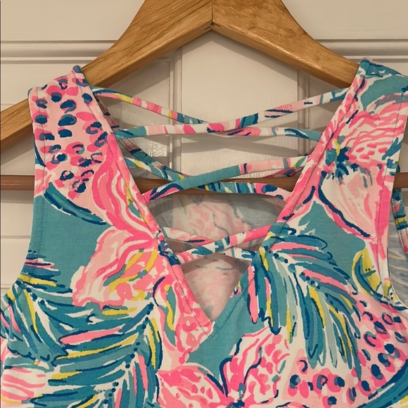 Lilly Pulitzer Tropical Pink and Blue Kids Dress - Picture 4 of 7